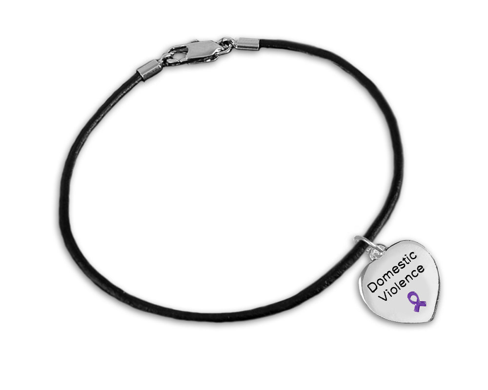 Domestic Violence Awareness Heart Leather Bracelets - Fundraising For A Cause