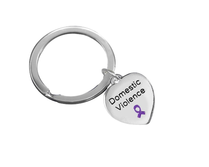Domestic Violence Awareness Ribbon Heart Charm Split Style Keychains - Fundraising For A Cause