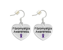 Load image into Gallery viewer, Fibromyalgia Awareness Purple Ribbon Heart Earrings - Fundraising For A Cause