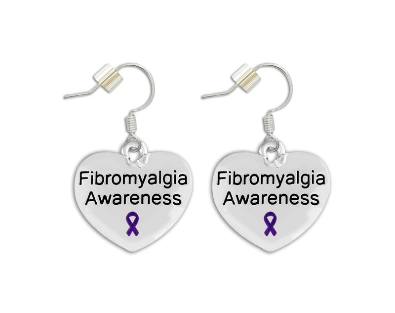 Fibromyalgia Awareness Purple Ribbon Heart Earrings - Fundraising For A Cause