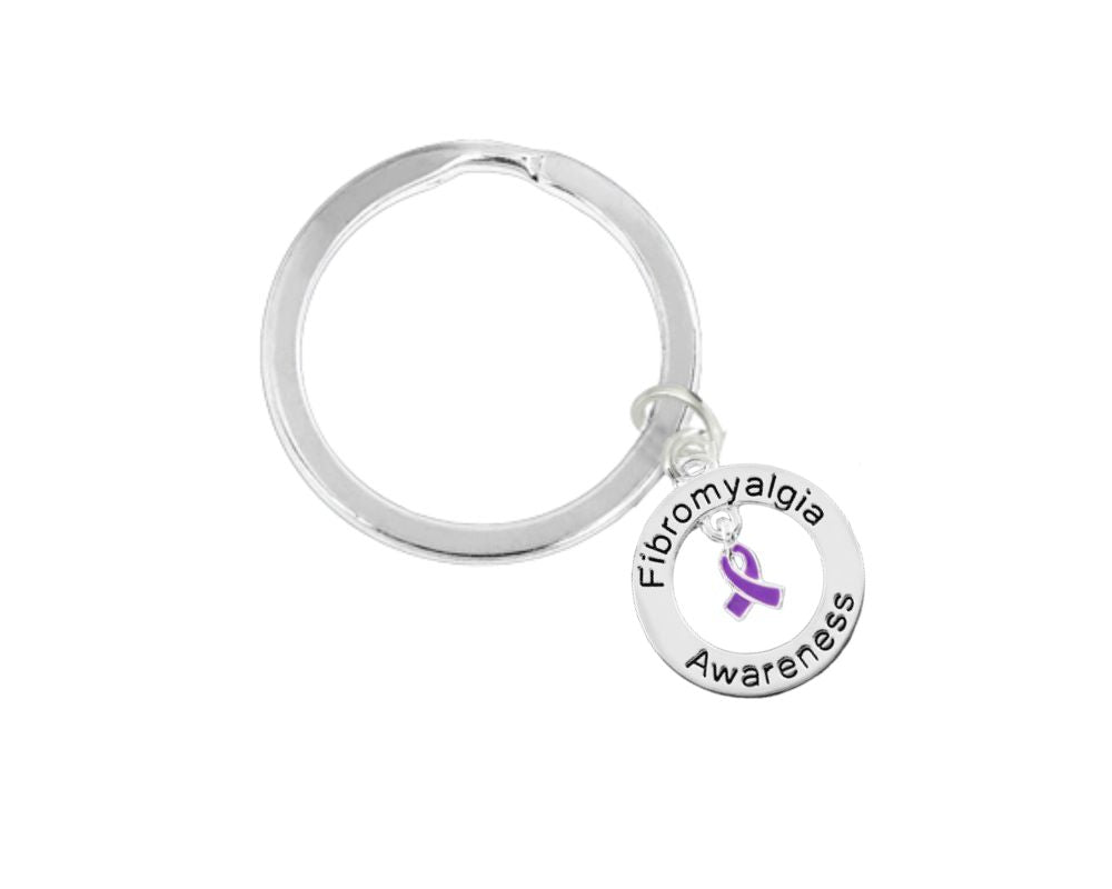 Fibromyalgia Awareness Ribbon Circle Charm Split Style Keychains - Fundraising For A Cause