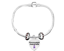 Load image into Gallery viewer, Fibromyalgia Heart Charm Bracelets with Crystal Accent Charms - Fundraising For A Cause