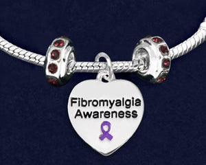 Fibromyalgia Heart Charm Bracelets with Crystal Accent Charms - Fundraising For A Cause