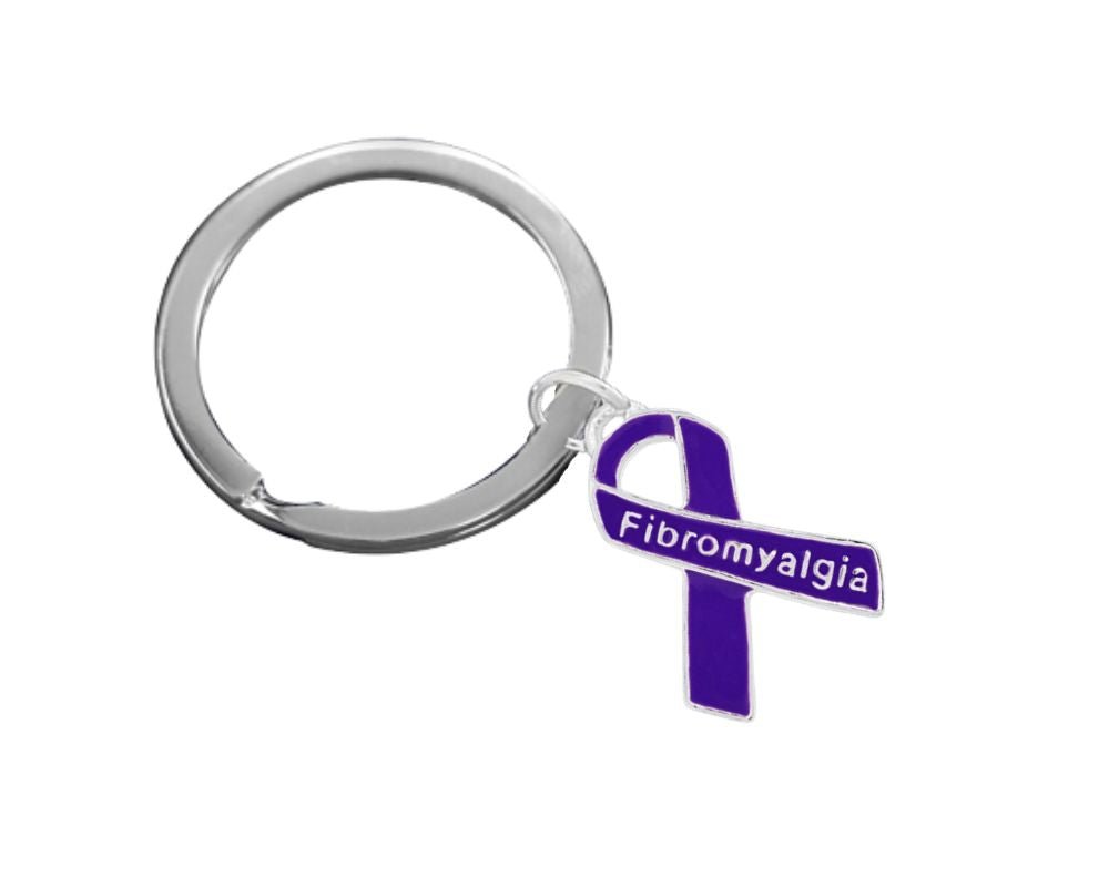 Fibromyalgia Purple Ribbon Awareness Split Style Keychains - Fundraising For A Cause