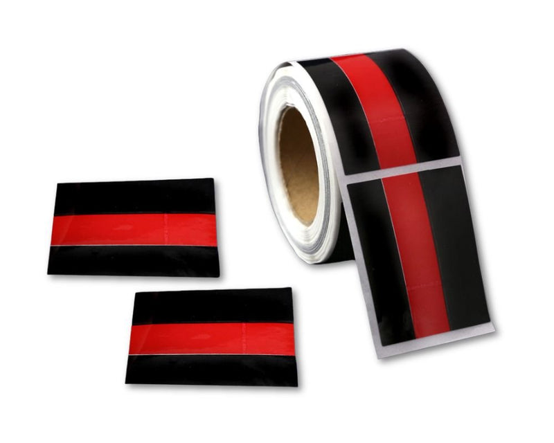 Firefighter Rectangle Red Line Stickers (250 per Roll) - Fundraising For A Cause