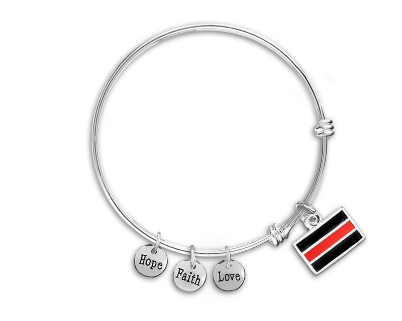 Firefighter Support Red Line Retractable Charm Bracelets - Fundraising For A Cause