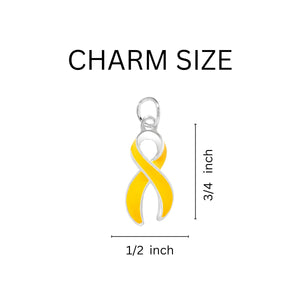 Gold Ribbon Charm Black Cord Bracelets - Fundraising For A Cause