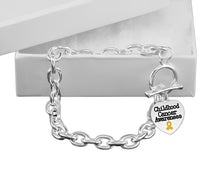 Load image into Gallery viewer, Gold Ribbon Childhood Cancer Heart Chunky Charm Bracelet - Fundraising For A Cause