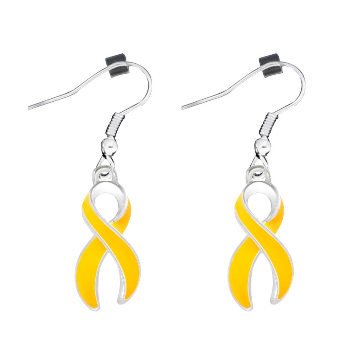 Gold Ribbon Hanging Earrings - Fundraising For A Cause