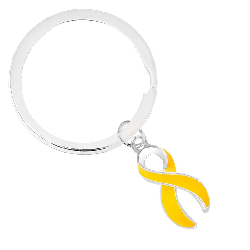 Gold Ribbon Split Style Key Chains - Fundraising For A Cause