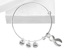 Load image into Gallery viewer, Gray Ribbon Awareness Retractable Bracelet - Fundraising For A Cause