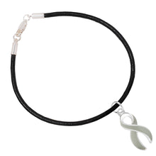 Load image into Gallery viewer, Gray Ribbon Charm Black Cord Bracelets - Fundraising For A Cause
