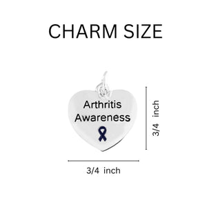 Heart Arthritis Dark Blue Ribbon Awareness Charm Split Style Key Chains - Fundraising For A Cause