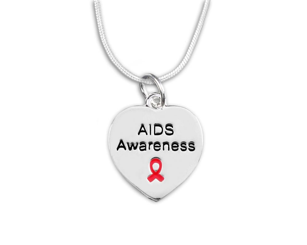 Heart Charm AIDS HIV Awareness Necklaces - Fundraising For A Cause