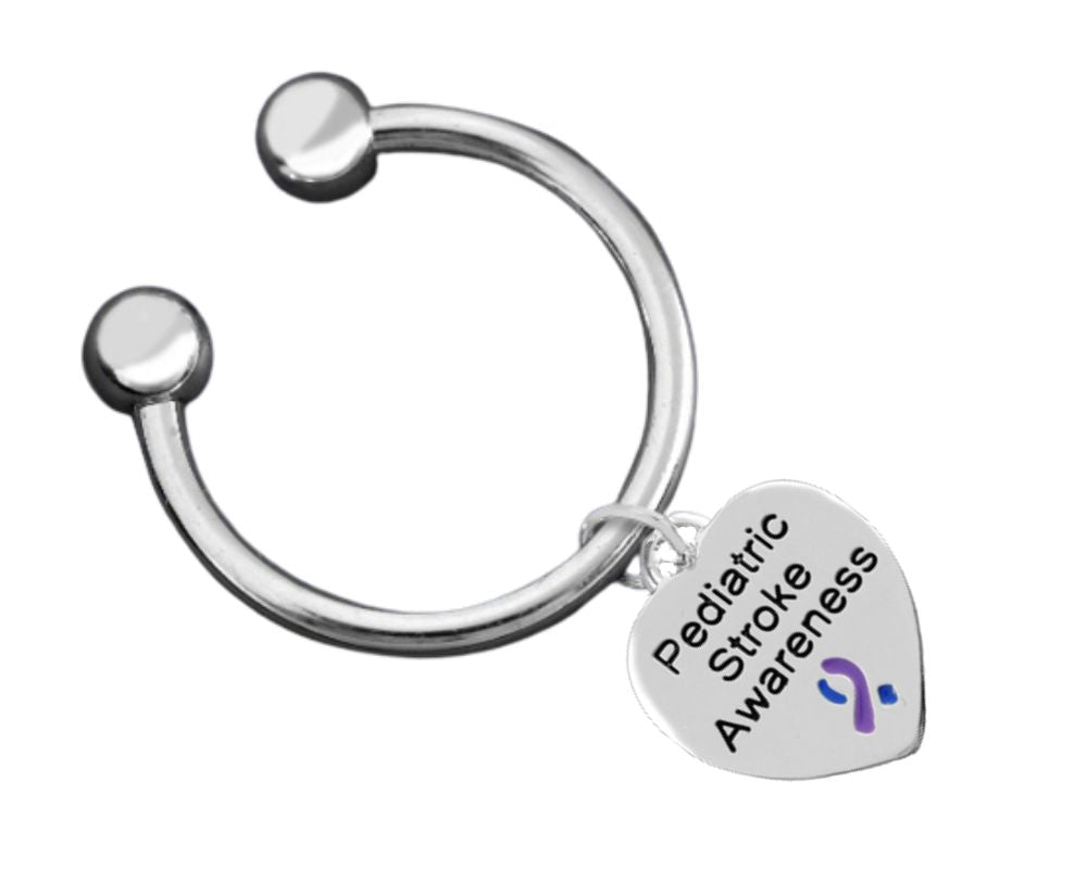 Heart Charm Pediatric Stroke Awareness Horseshoe Keychains - Fundraising For A Cause
