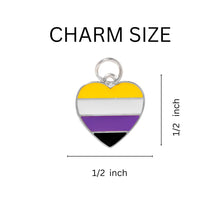 Load image into Gallery viewer, Heart Flag Nonbinary Silver Beaded Charm Bracelets - Fundraising For A Cause