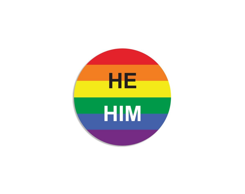 He/Him Pronoun Rainbow Flag Striped Button Pins - Fundraising For A Cause