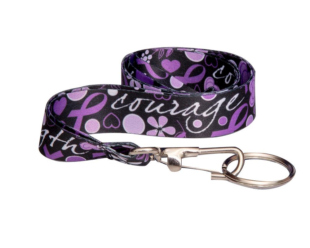 Hope Strength Purple Ribbon Lanyards - Fundraising For A Cause