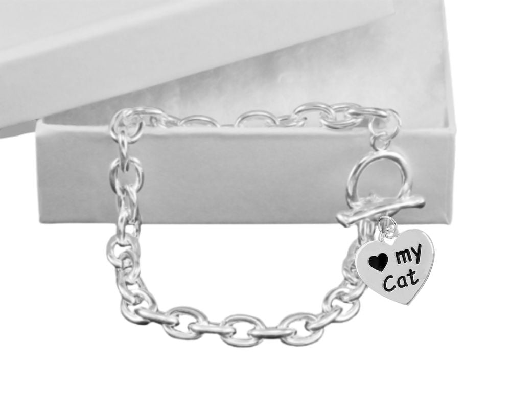 I Love My Cat Heart Charm Chunky Bracelets - Fundraising For A Cause