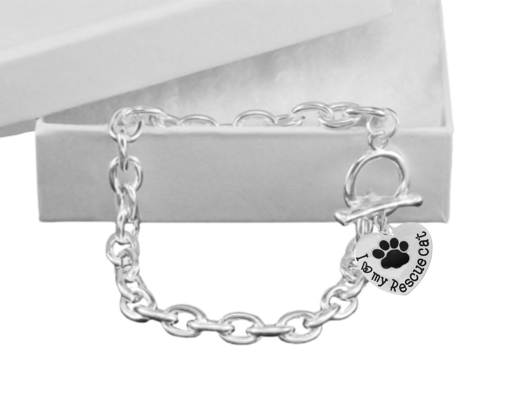 I Love My Rescue Cat Charm Chunky Bracelets - Fundraising For A Cause
