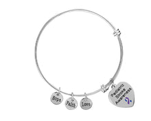 Load image into Gallery viewer, Inspirational Pediatric Stroke Blue &amp; Purple Awareness Heart Charm Retractable Bracelets - Fundraising For A Cause