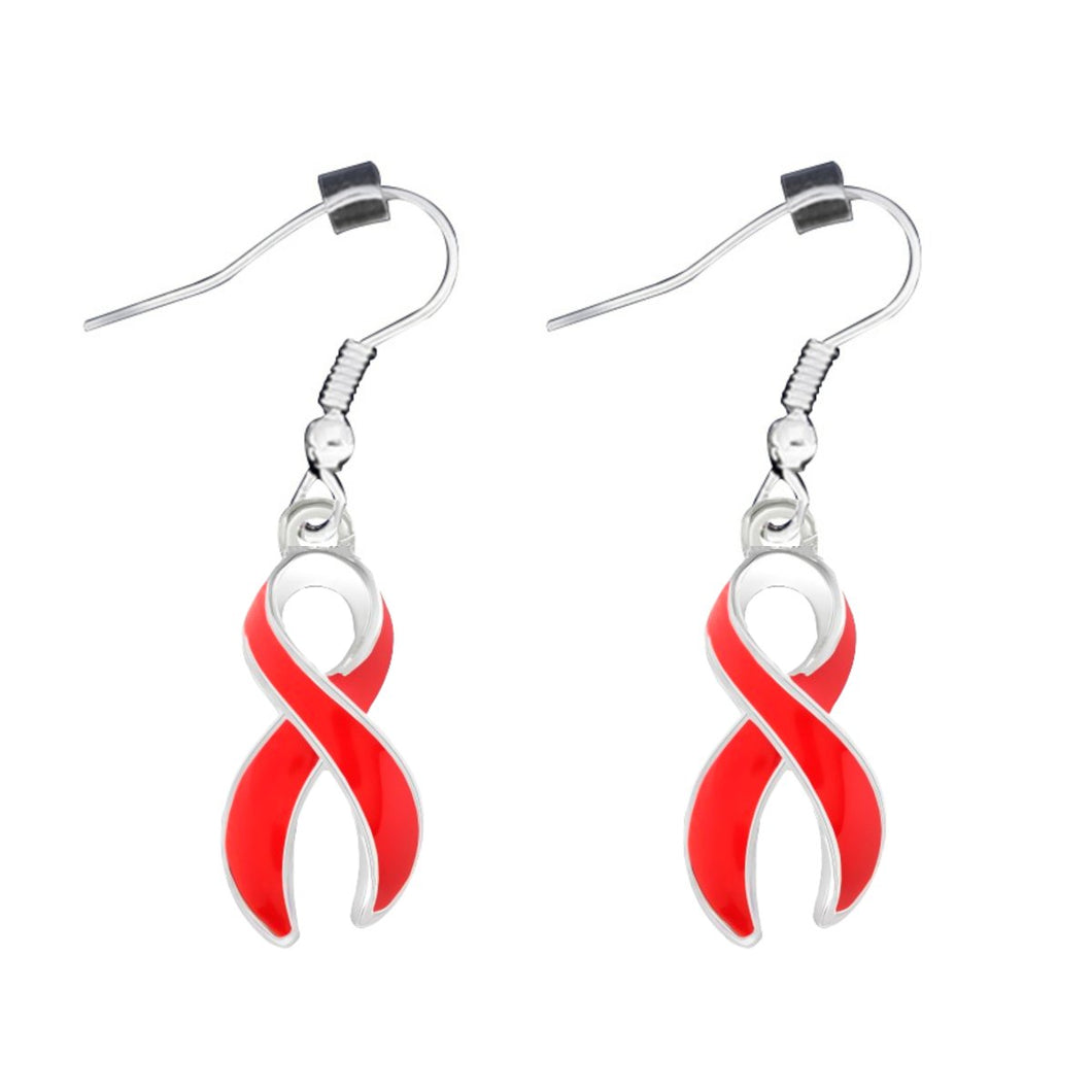 Large AIDS HIV Awareness Ribbon Hanging Earrings - Fundraising For A Cause