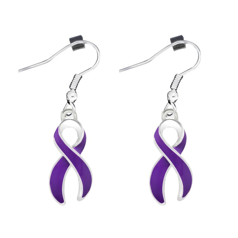 Large Alzheimer's Ribbon Awareness Hanging Earrings - Fundraising For A Cause