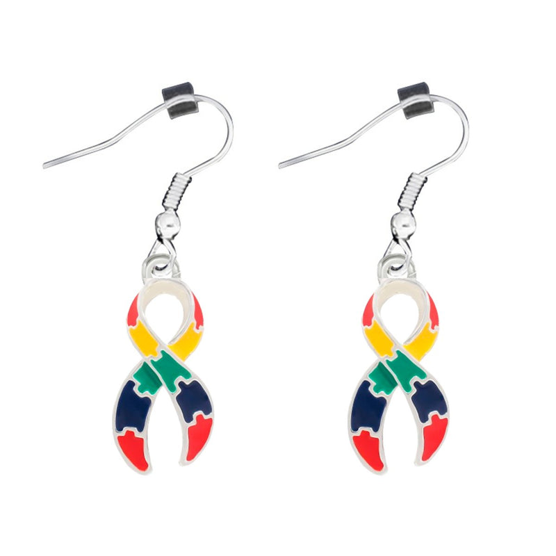 Large Autism Ribbon Awareness Hanging Earrings - Fundraising For A Cause
