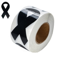 Load image into Gallery viewer, Large Black Ribbon Stickers (per Roll) - Fundraising For A Cause