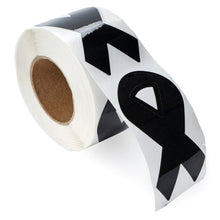 Load image into Gallery viewer, Large Black Ribbon Stickers (per Roll) - Fundraising For A Cause