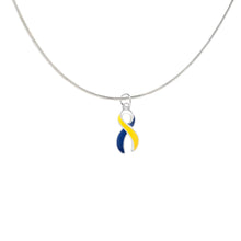 Load image into Gallery viewer, Large Blue &amp; Yellow Ribbon Necklaces - Fundraising For A Cause