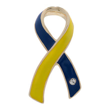 Load image into Gallery viewer, Large Blue &amp; Yellow Ribbon Pins - Fundraising For A Cause