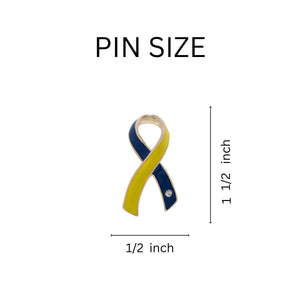 Large Blue & Yellow Ribbon Pins - Fundraising For A Cause