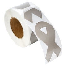 Load image into Gallery viewer, Large Brain Cancer Gray Ribbon Stickers (per Roll) - Fundraising For A Cause