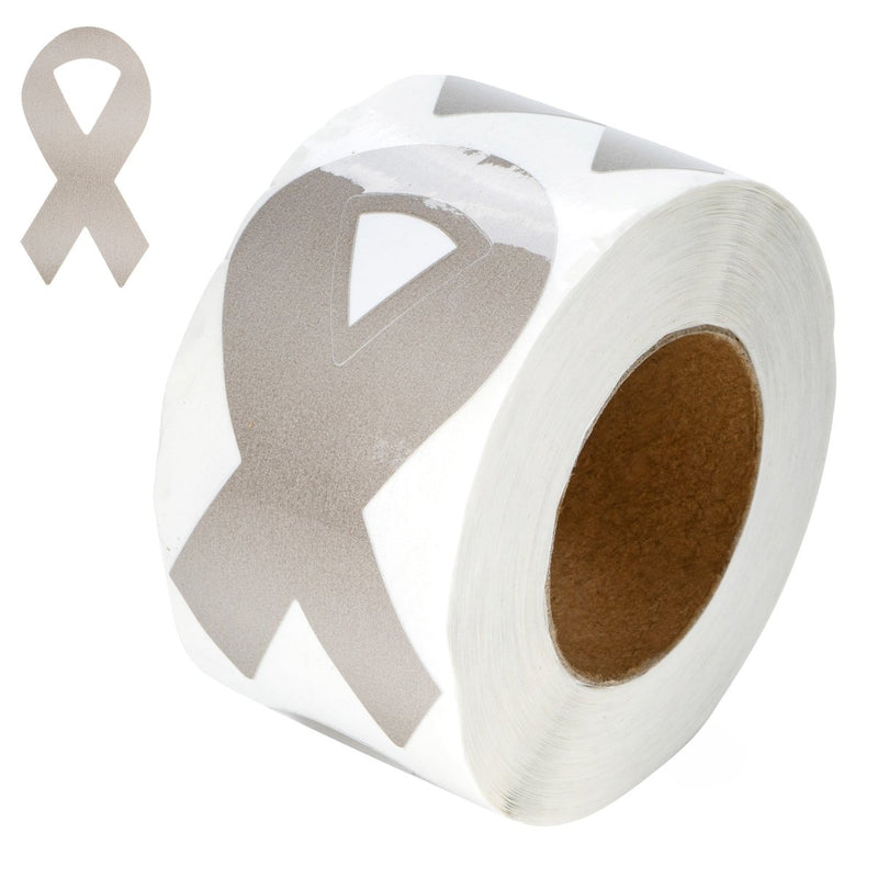 Large Brain Cancer Gray Ribbon Stickers (per Roll) - Fundraising For A Cause