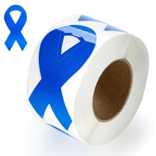 Load image into Gallery viewer, Large Dark Blue Ribbon Stickers (250 per Roll) - Fundraising For A Cause