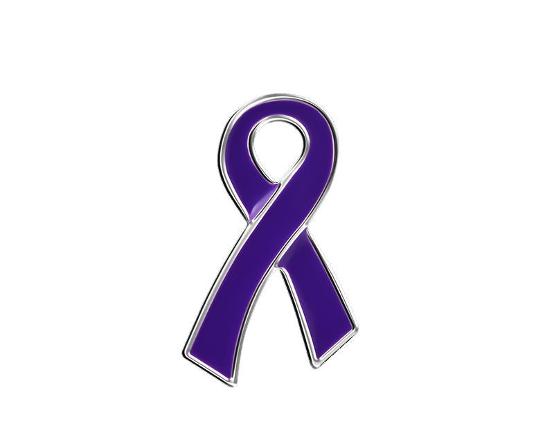Large Flat Fibromyalgia Purple Ribbon Pins - Fundraising For A Cause