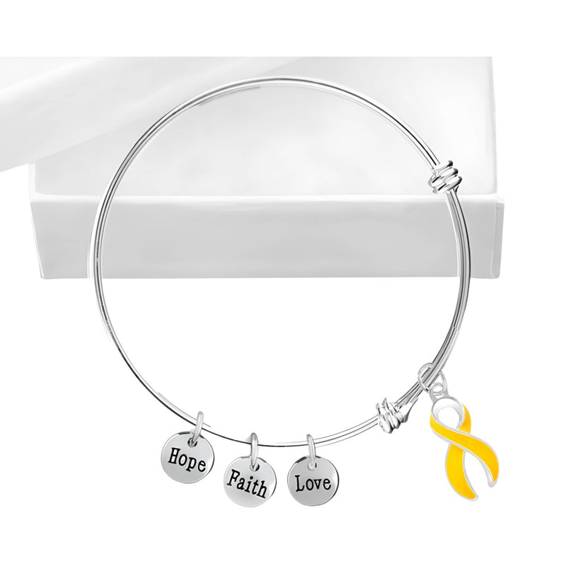 Large Gold Ribbon Awareness Retractable Bracelet - Fundraising For A Cause