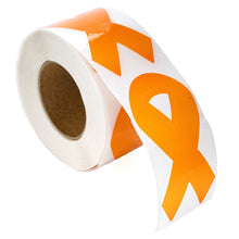 Load image into Gallery viewer, Large Kidney Cancer Awareness Orange Ribbon Stickers (250 per Roll) - Fundraising For A Cause