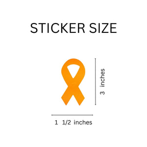 Large Kidney Cancer Awareness Orange Ribbon Stickers (250 per Roll) - Fundraising For A Cause