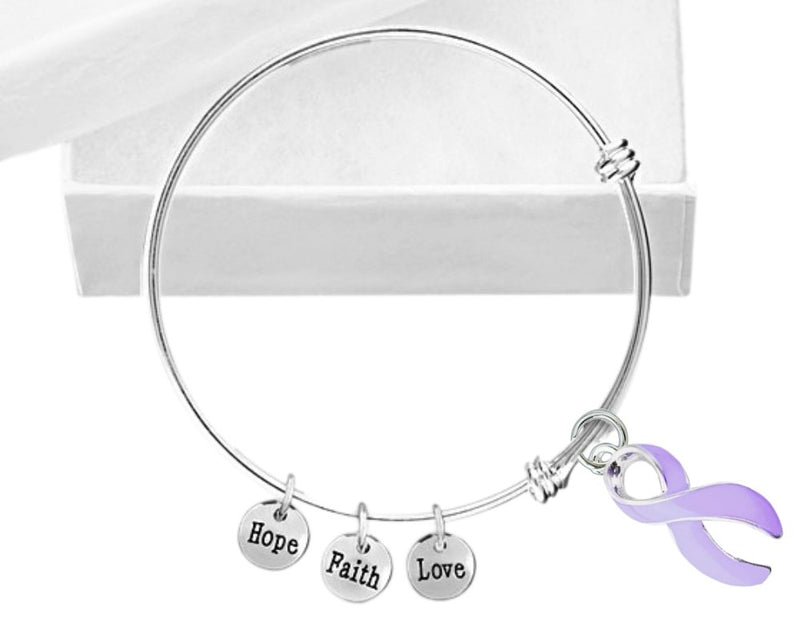 Large Lavender Ribbon Charm Retractable Bracelets - Fundraising For A Cause
