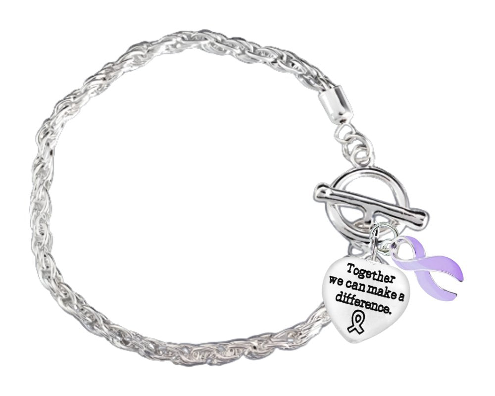 Large Lavender Ribbon Charm Silver Rope Bracelets - Fundraising For A Cause