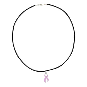 Large Lavender Ribbon Leather Black Cord Necklaces - Fundraising For A Cause
