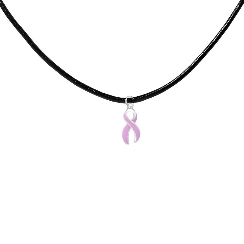 Large Lavender Ribbon Leather Black Cord Necklaces - Fundraising For A Cause