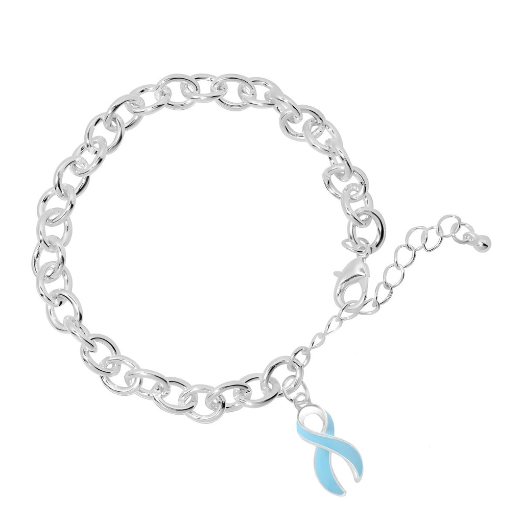 Large Light Blue Ribbon Chunky Charm Bracelets - Fundraising For A Cause