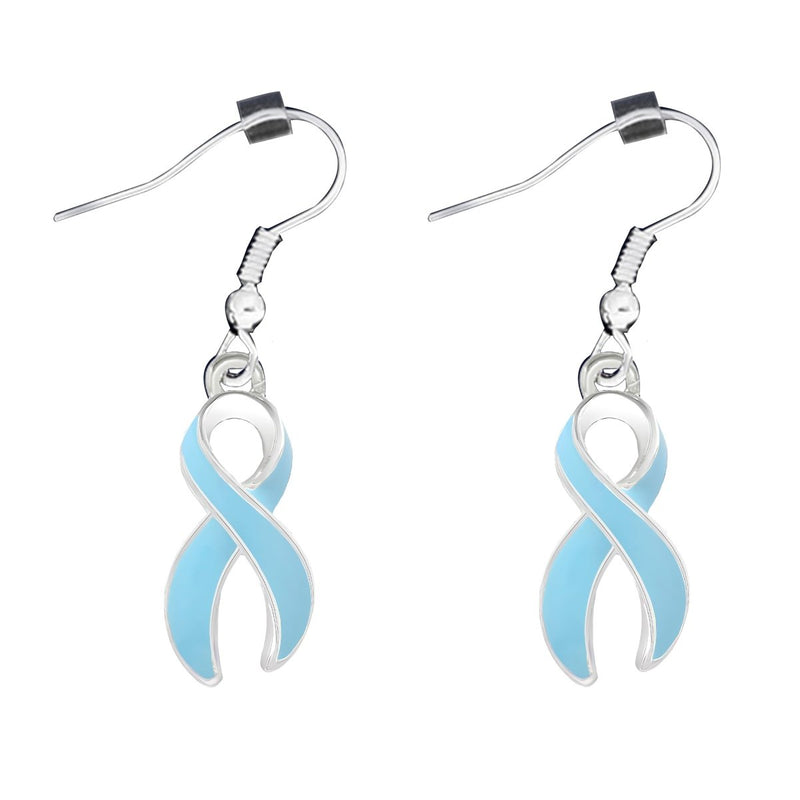 Large Light Blue Ribbon Hanging Earrings - Fundraising For A Cause