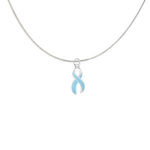 Large Light Blue Ribbon Necklaces - Fundraising For A Cause