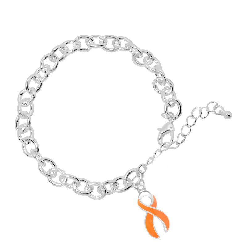 Large Orange Ribbon Awareness Chunky Charm Bracelets - Fundraising For A Cause