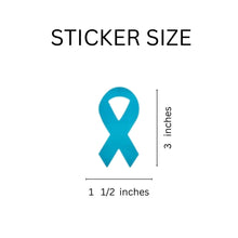 Load image into Gallery viewer, Large Ovarian Cancer Teal Ribbon Stickers (250 per Roll) - Fundraising For A Cause