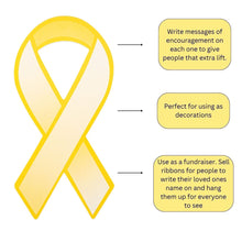 Load image into Gallery viewer, Large Paper Childhood Cancer Gold Ribbon Decorations (50 Ribbons) - Fundraising For A Cause